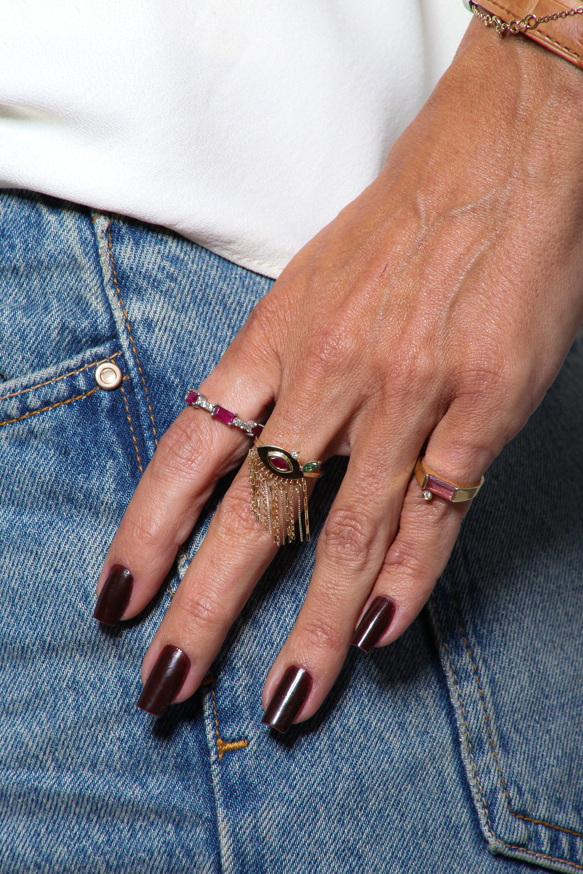 ANEL OLHO GREGO COM FRANJA