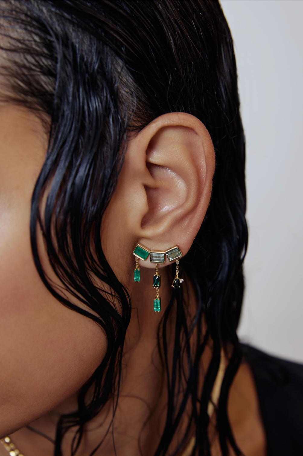 BRINCO EARCUFF BAGUETES COM FRANJAS