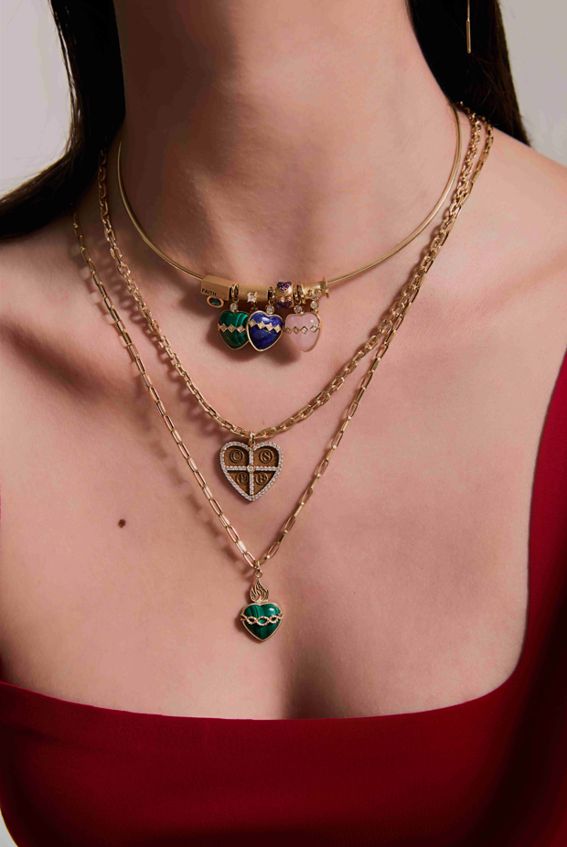 PIGENTE CORAÇÃO COM GEMA E DIAMANTES