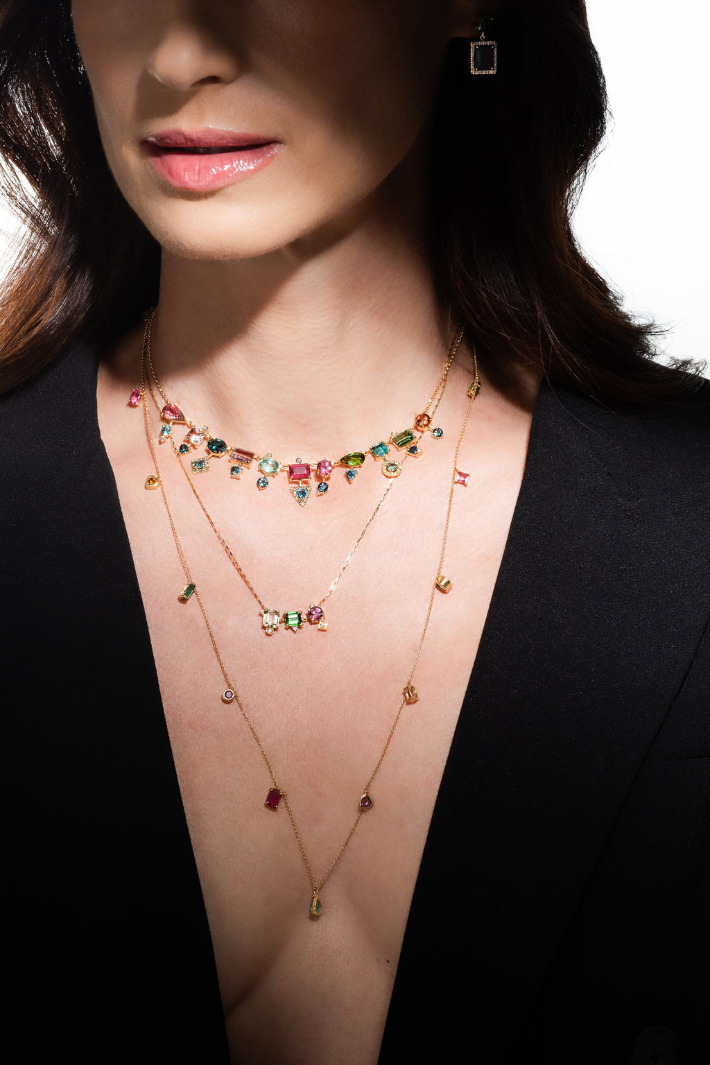 COLAR DE TURMALINAS E DIAMANTES