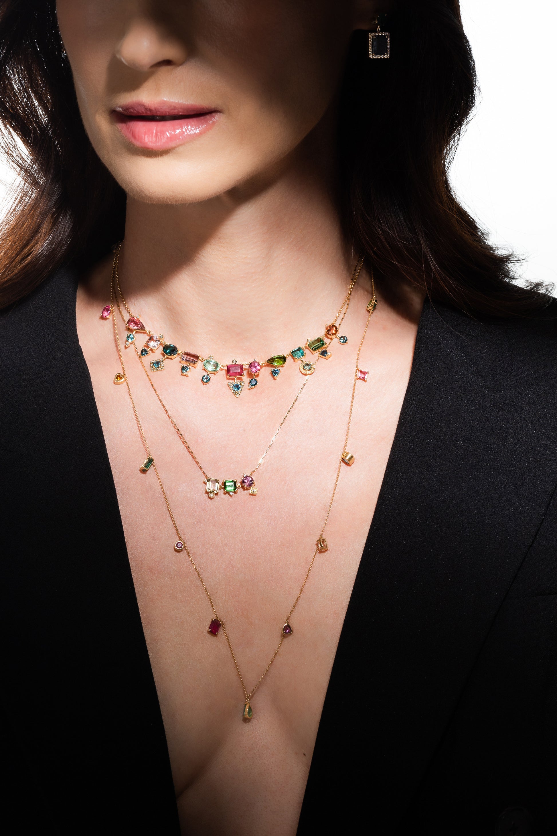 COLAR DE TURMALINAS E DIAMANTES