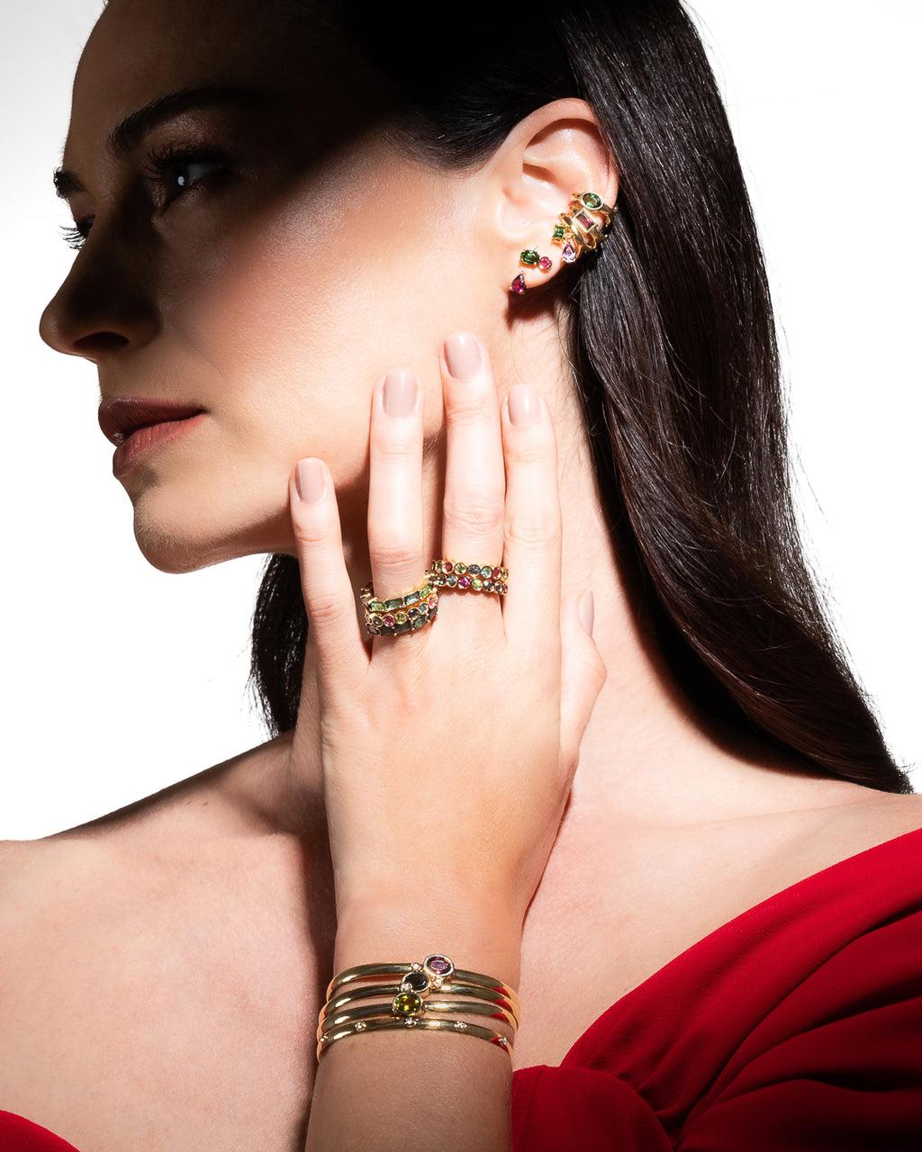 PIERCING COM TURMALINAS COLORIDAS