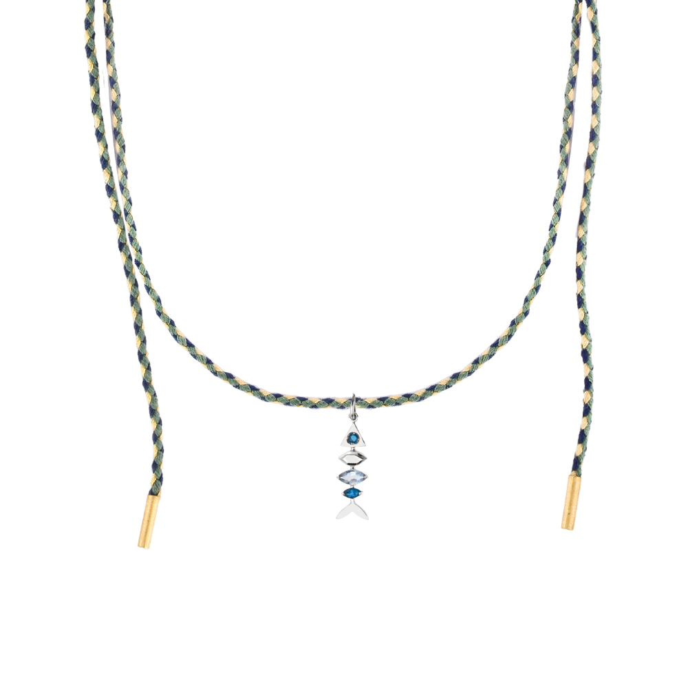 PINGENTE ESPINHA DE PEIXE COM GEMAS