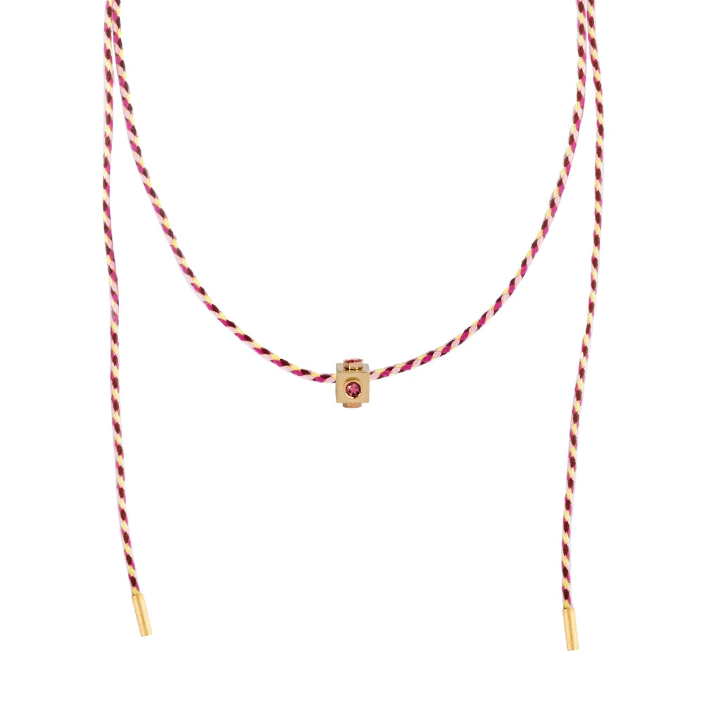 PINGENTE SEPARADOR CUBO COM TURMALINA ROSA