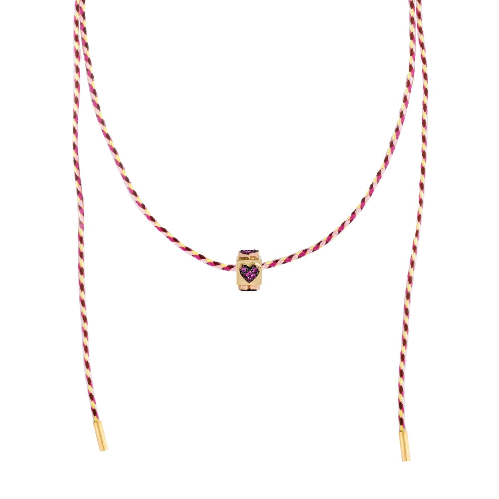 PINGENTE SEPARADOR CORAÇÃO COM RUBIS