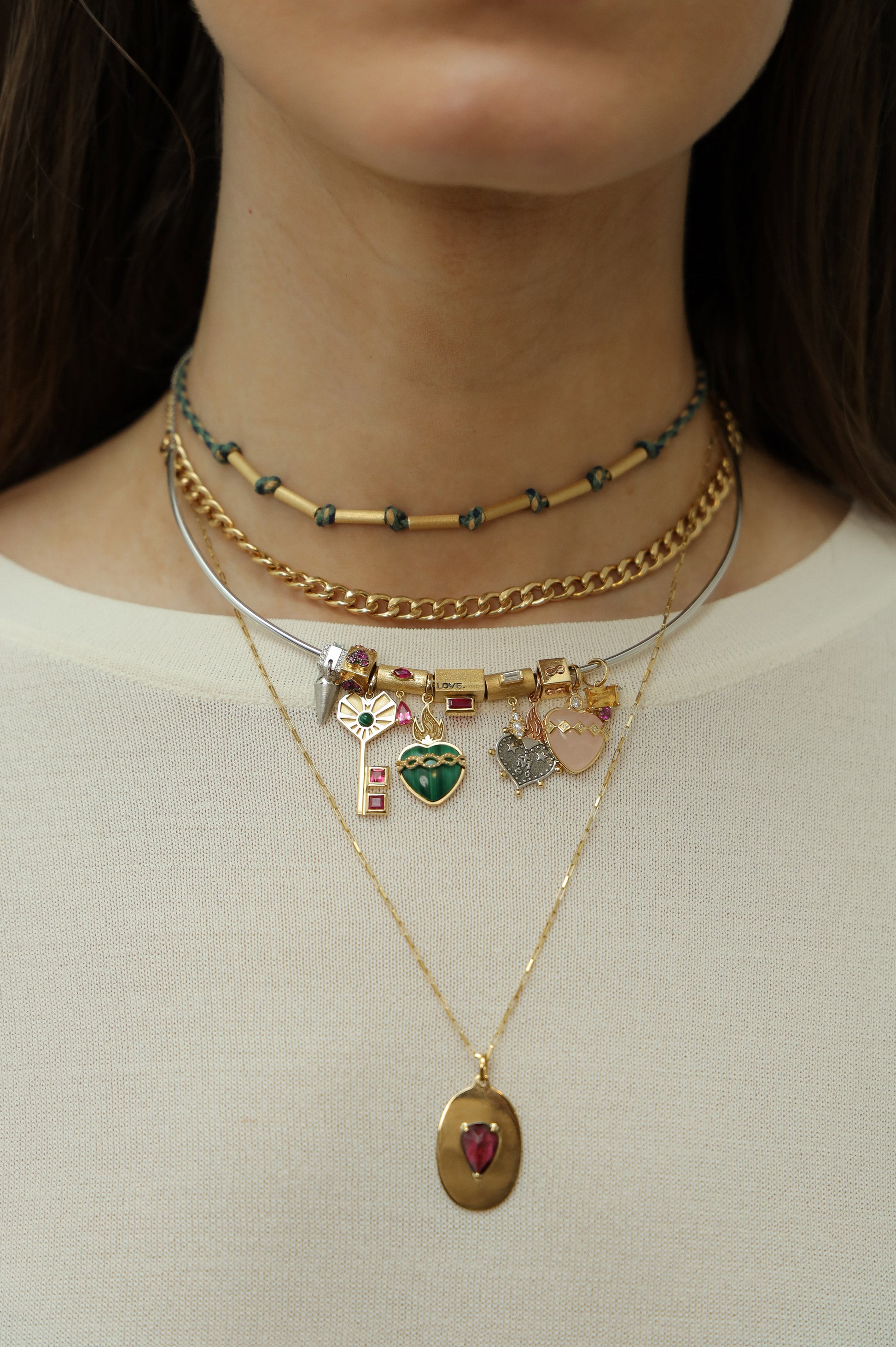 PINGENTE CITRINO, RODOLITA E DIAMANTE