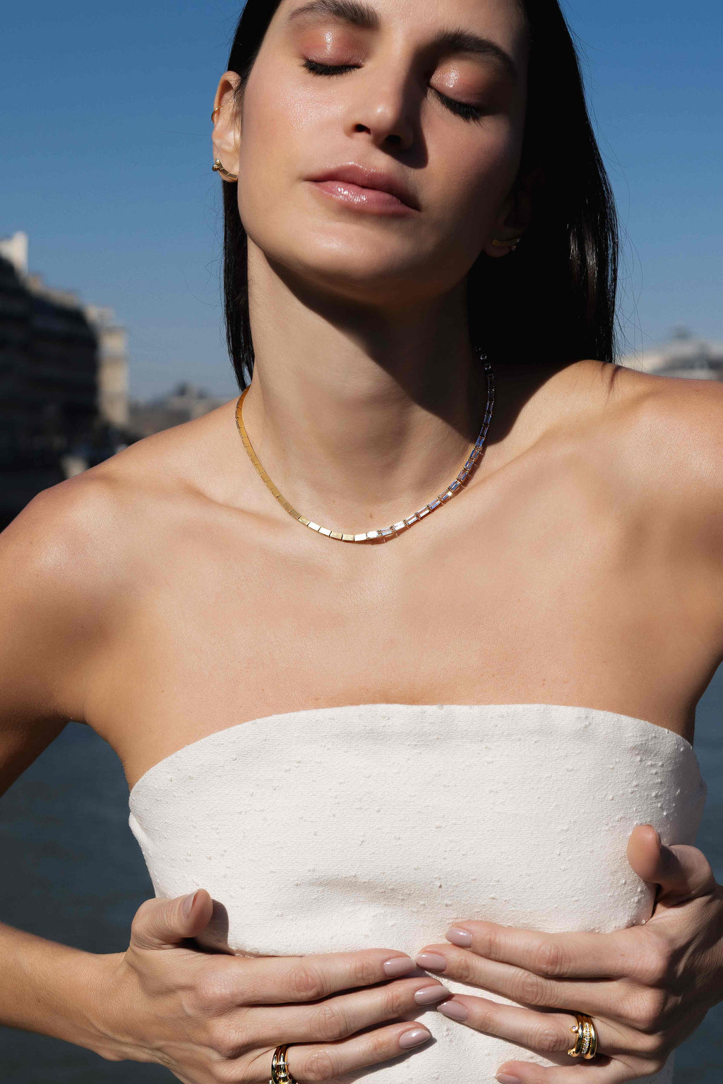 COLAR MORGANITAS E DIAMANTE