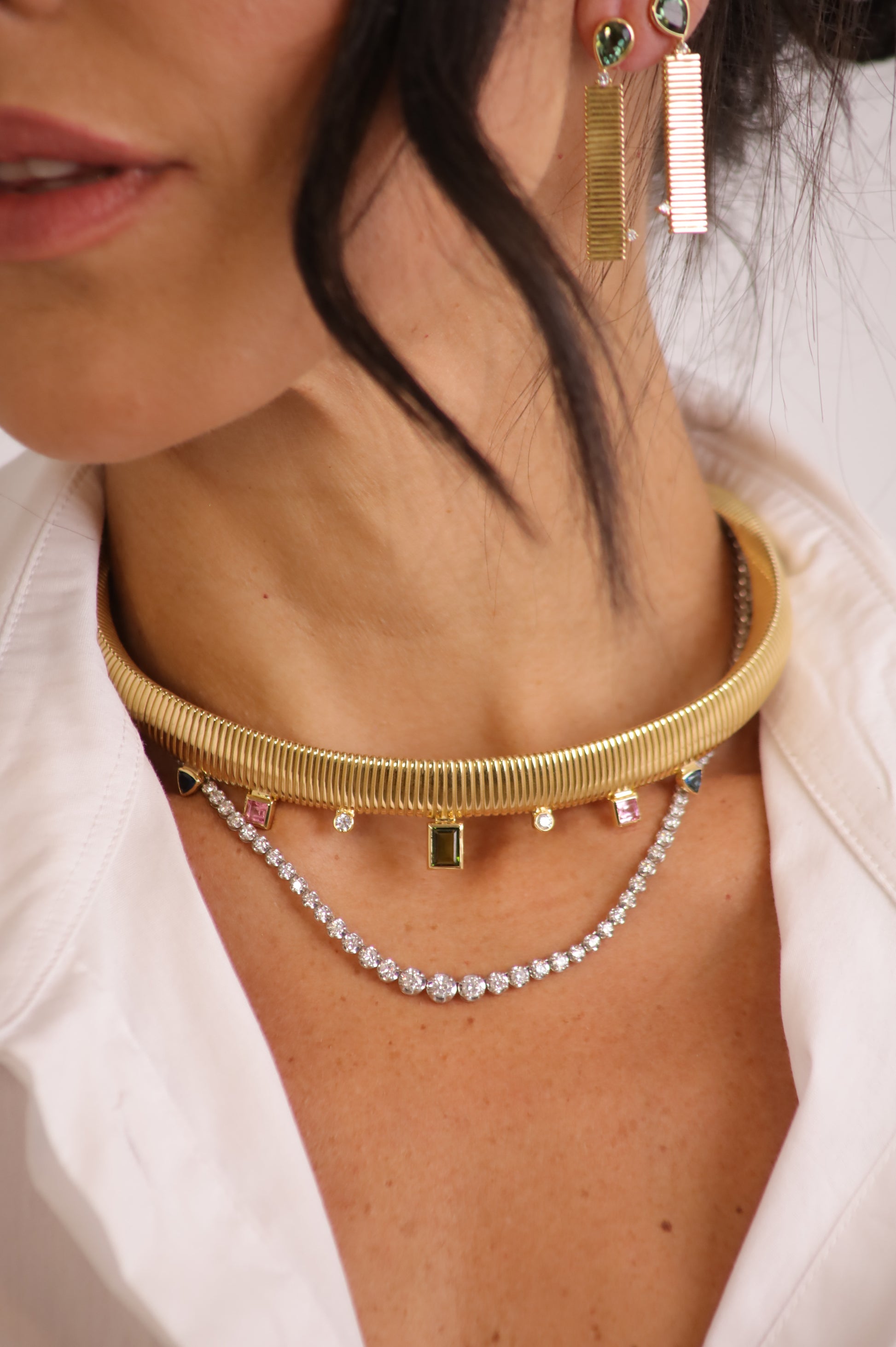 COLAR ARO BOLD COM TURMALINAS