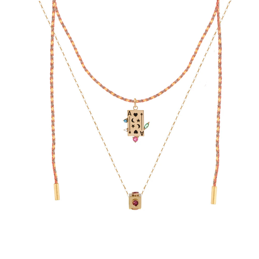 PINGENTE SEPARADOR CUBO COM TURMALINA ROSA