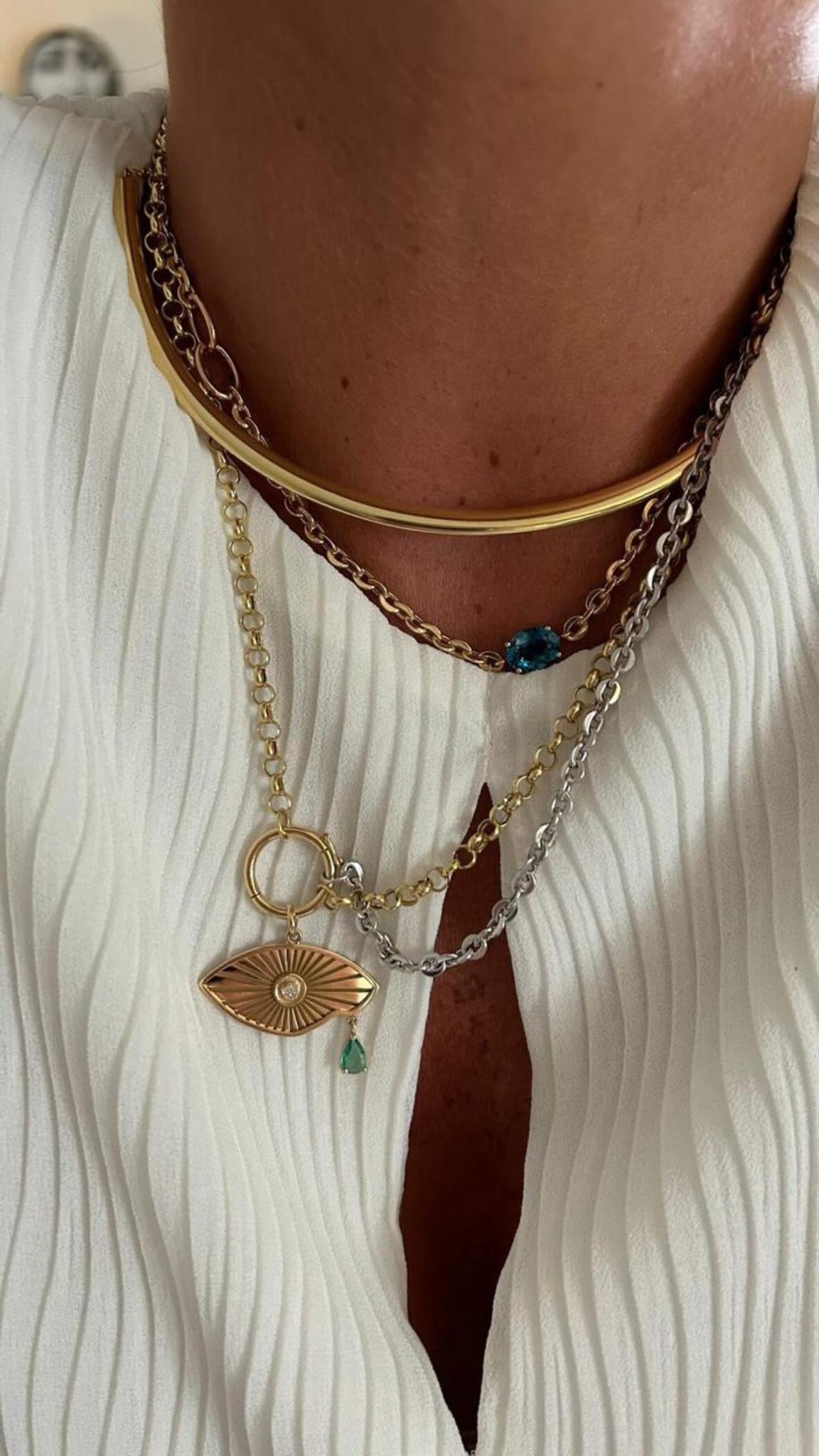 COLAR FIO BALÃO COM ELOS  E TOPÁZIO LONDON