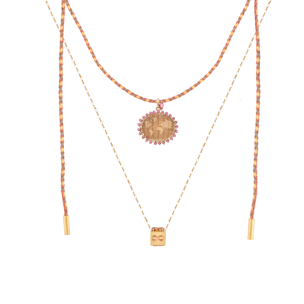 PINGENTE MUNDINHO COM TURMALINA ROSA