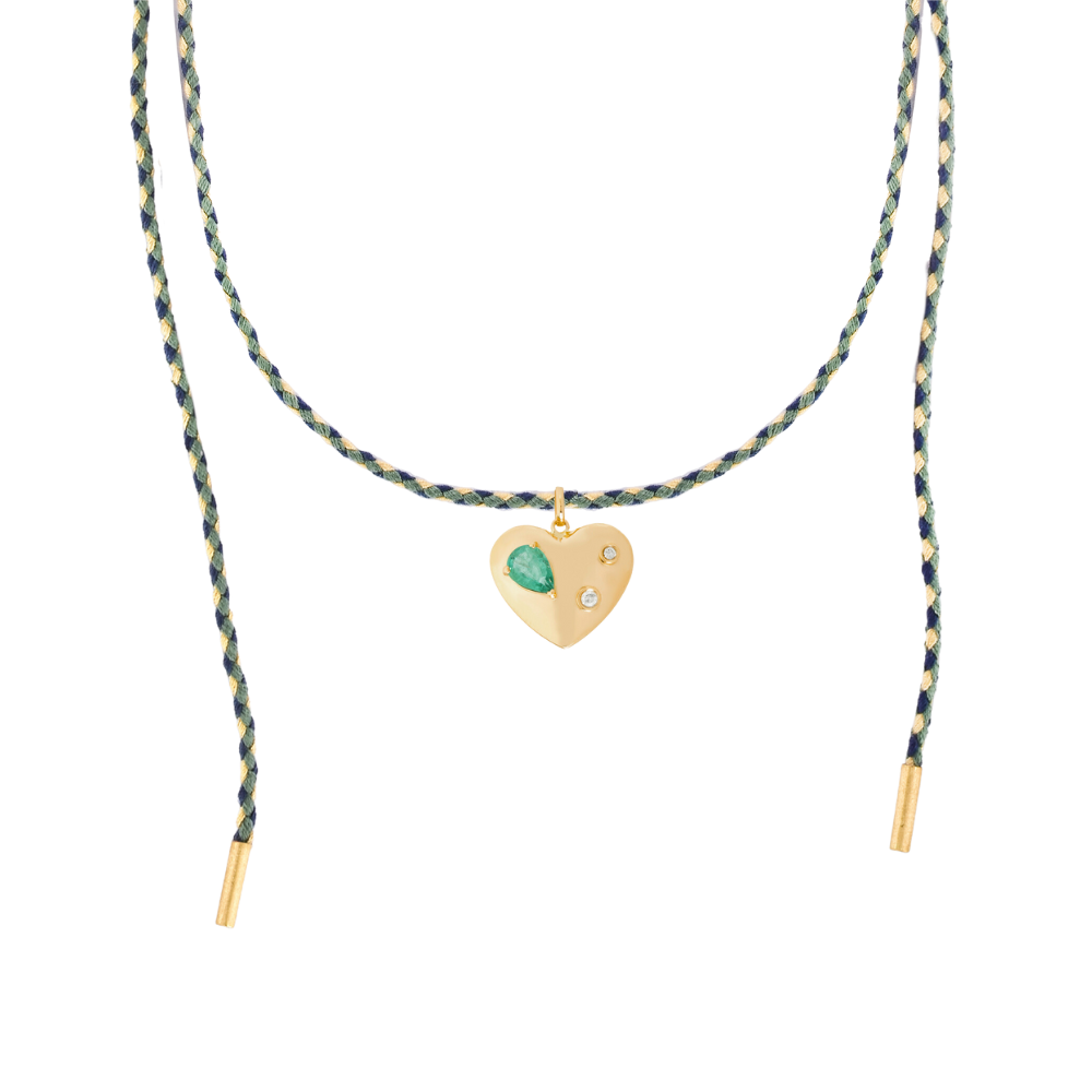 PINGENTE COM ESMERALDA E DIAMANTES