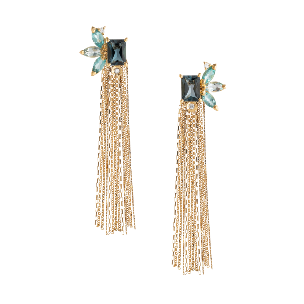 BRINCO COM TOPÁZIO, APATITA E DIAMANTE