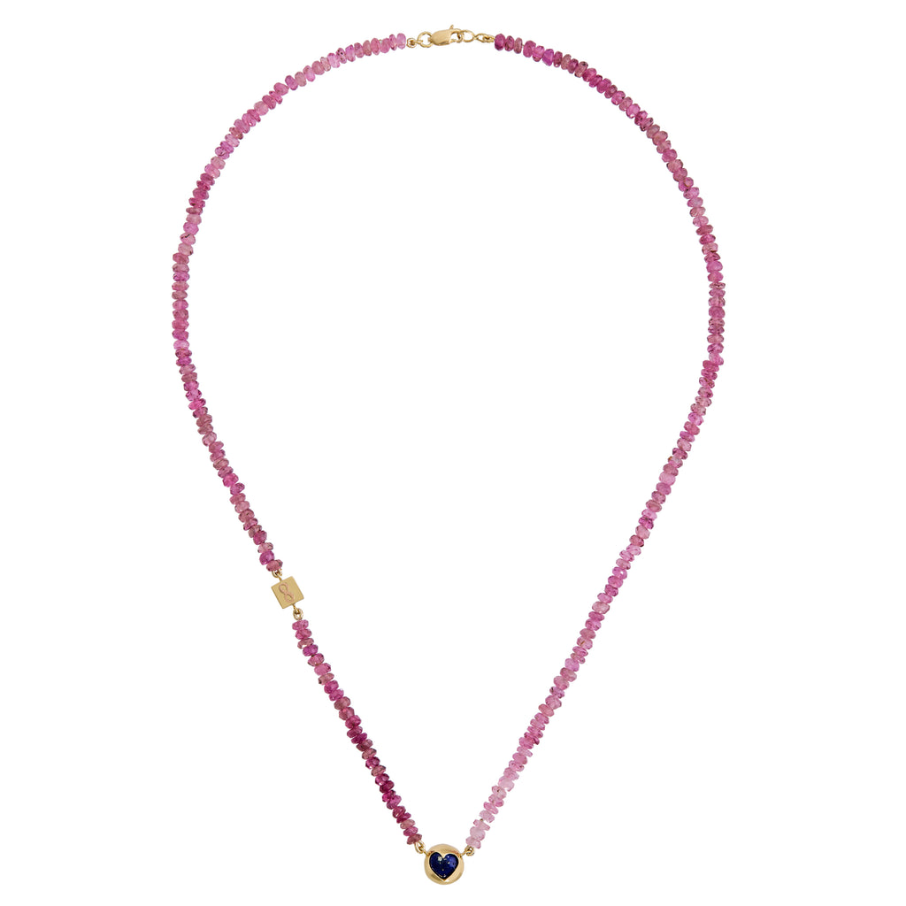 COLAR DE TURMALINA ROSA COM CORAÇÃO