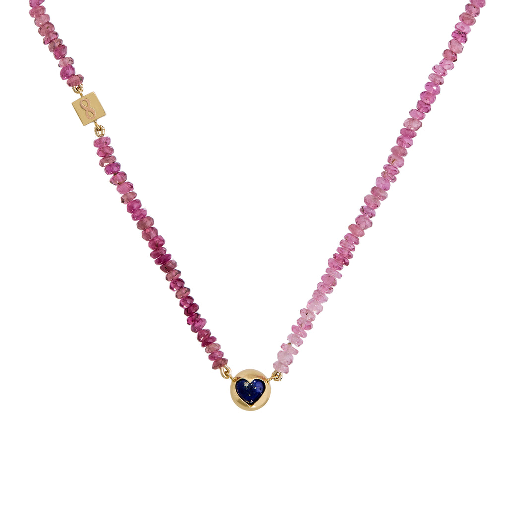COLAR DE TURMALINA ROSA COM CORAÇÃO