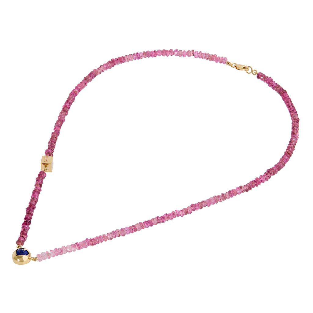 COLAR DE TURMALINA ROSA COM CORAÇÃO