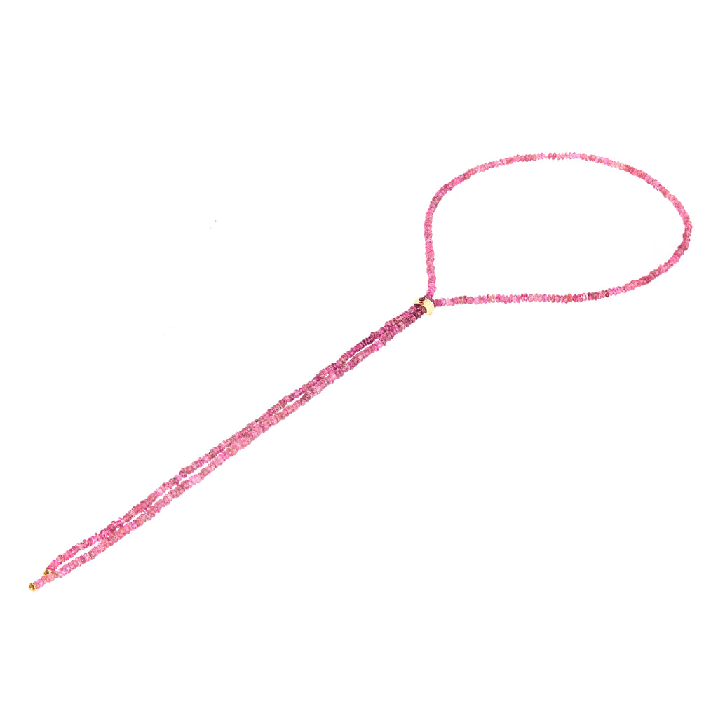 COLAR GRAVATINHA COM TURMALINA ROSA E RUBI