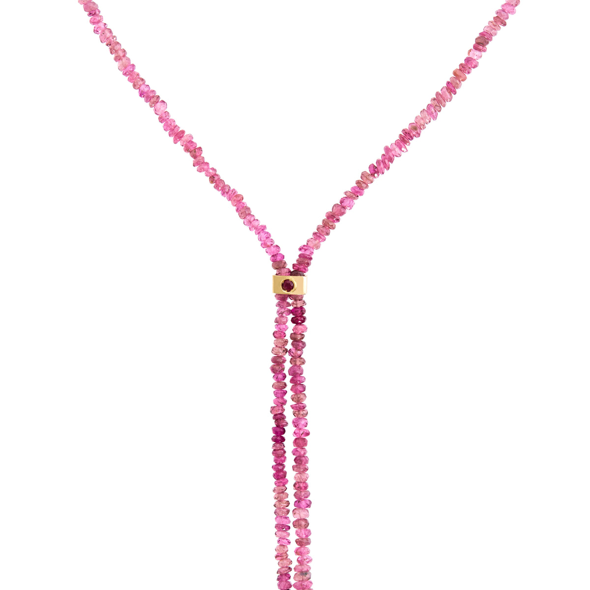 COLAR GRAVATINHA COM TURMALINA ROSA E RUBI