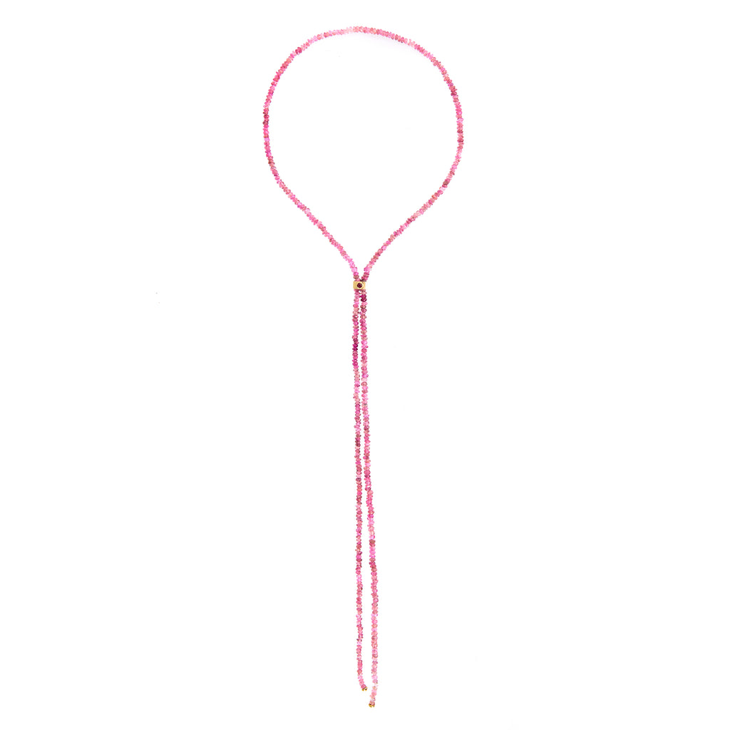 COLAR GRAVATINHA COM TURMALINA ROSA E RUBI