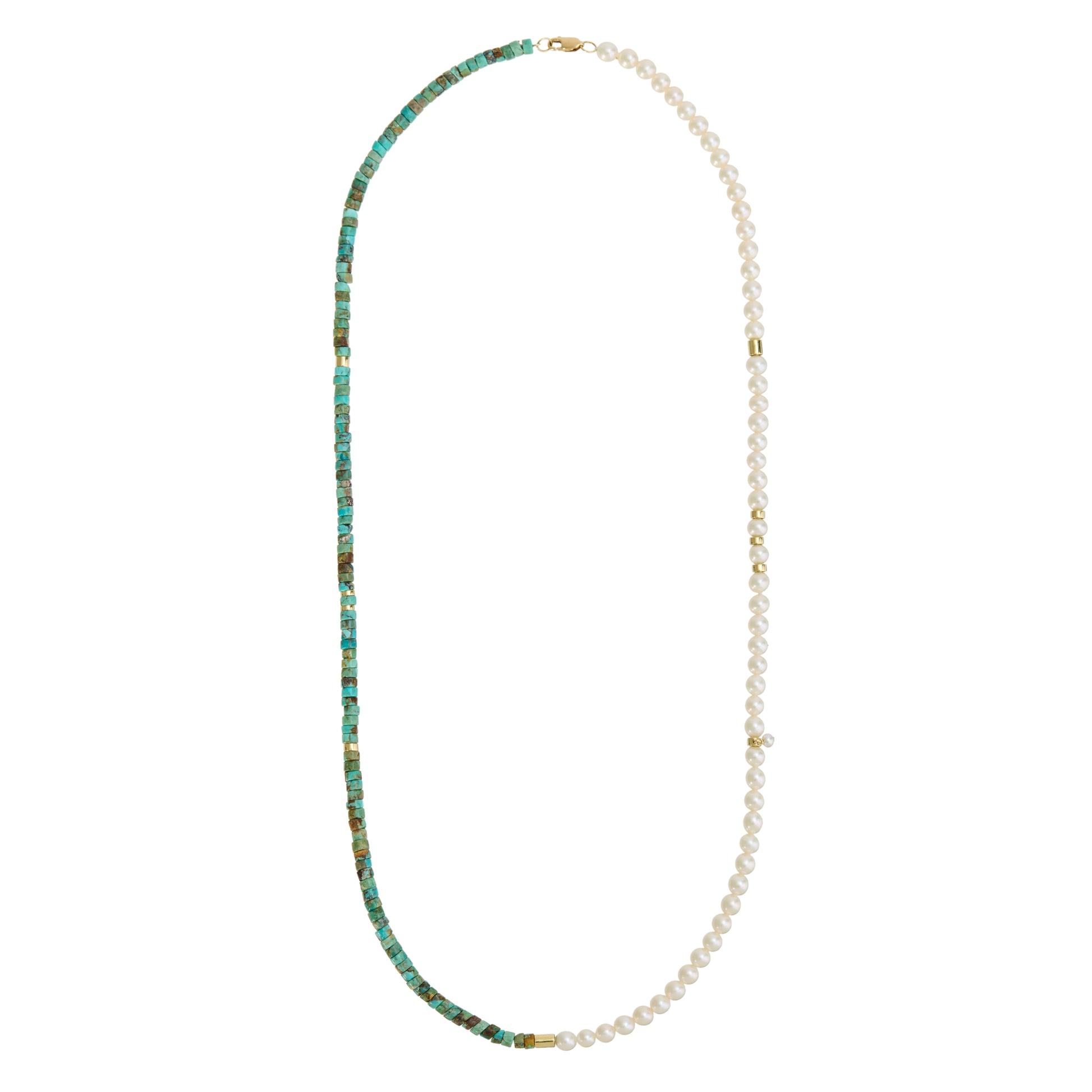 COLAR DUPLO TURQUESA E PÉROLAS