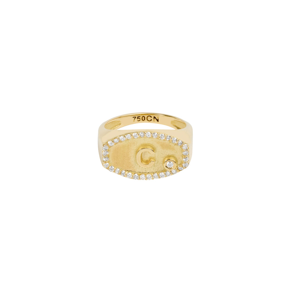 ANEL DEDINHO COM DIAMANTES E INICIAL