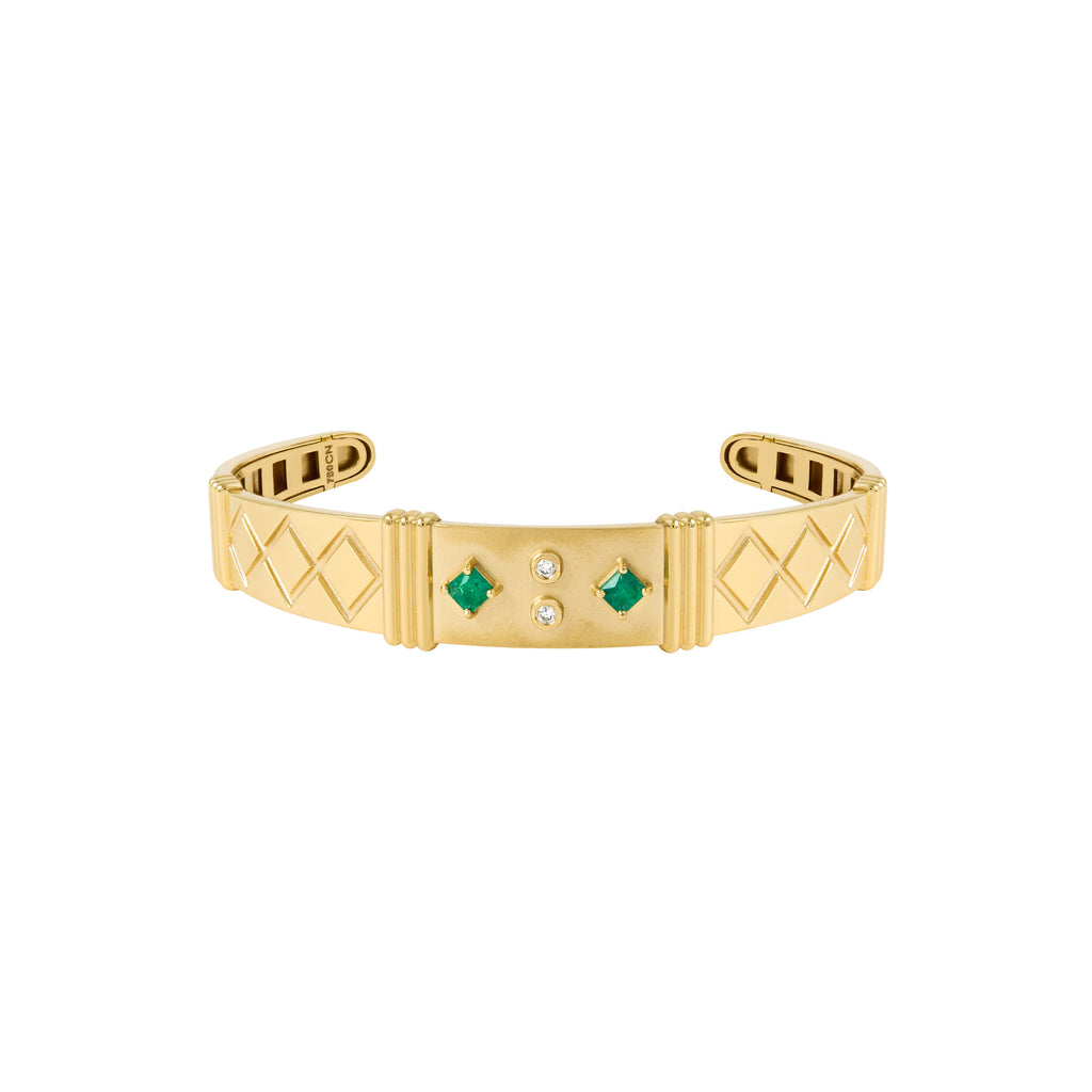 BRACELETE COM ESMERALDAS E DIAMANTES