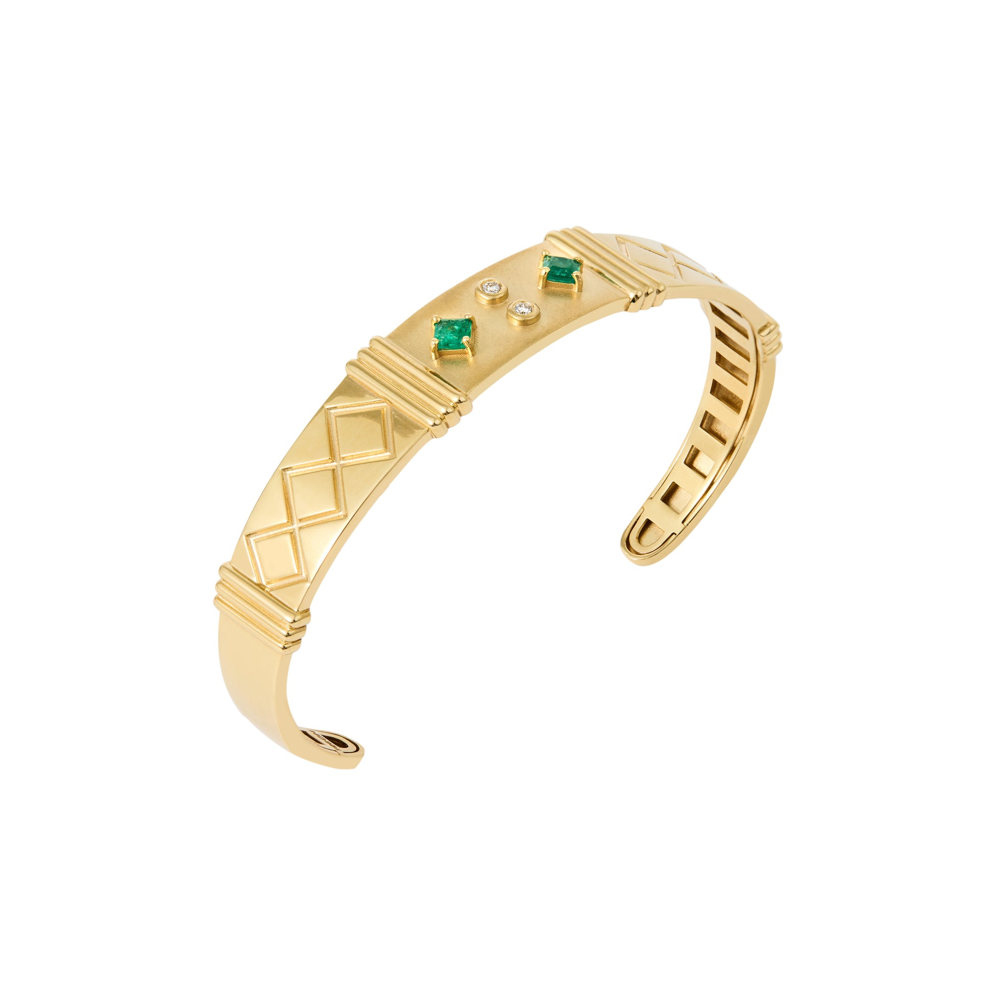 BRACELETE COM ESMERALDAS E DIAMANTES