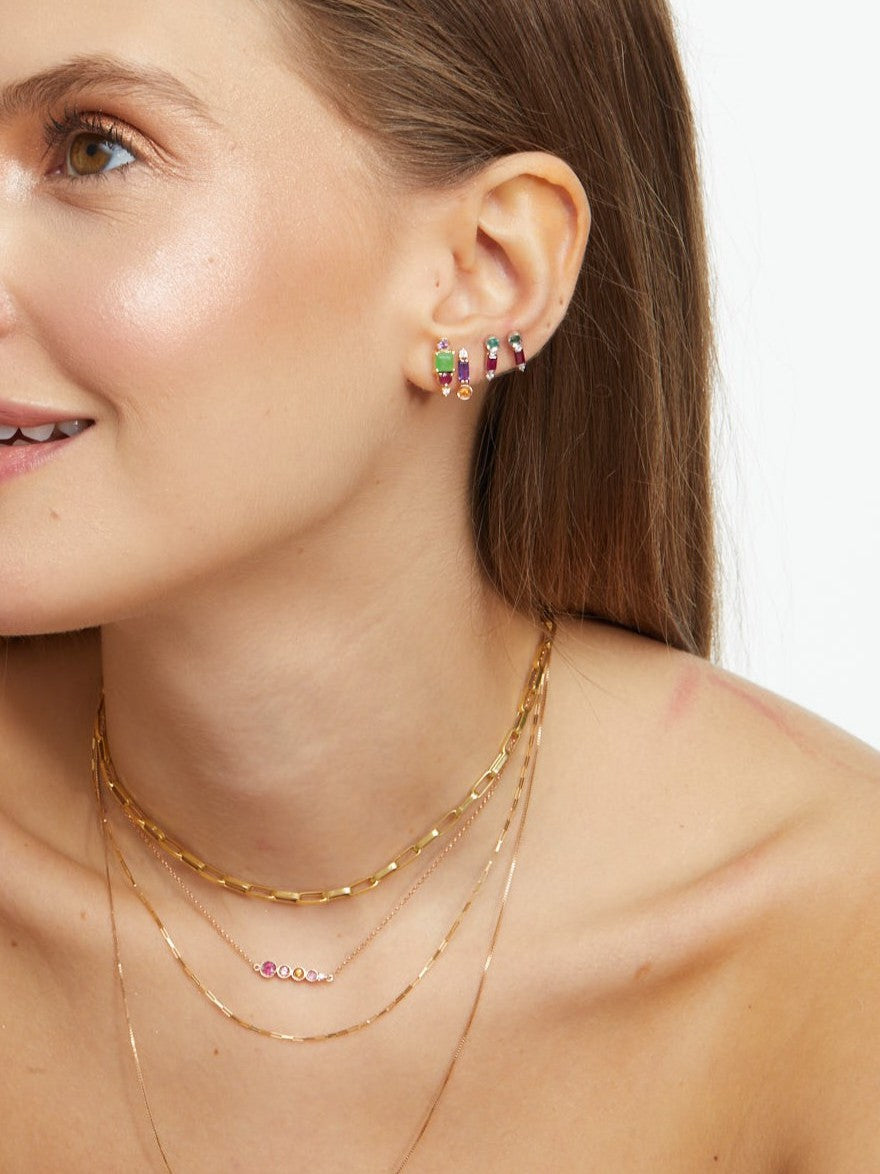 BRINCO COM AMETISTA, MANDARIM E DIAMANTE