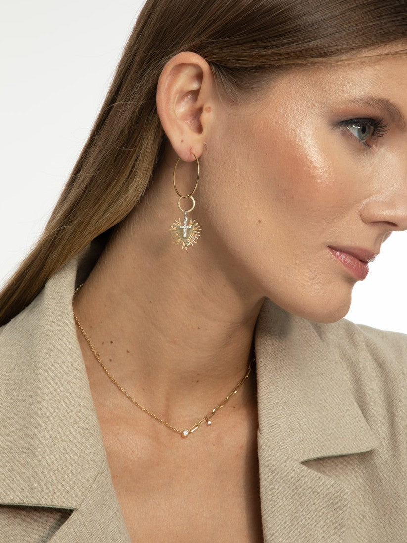 PINGENTE CRUZ CORAÇÃO ESPINHOS COM DIAMANTES