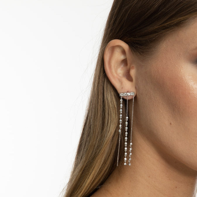 BRINCO SAFIRA E DIAMANTES COM FRANJAS