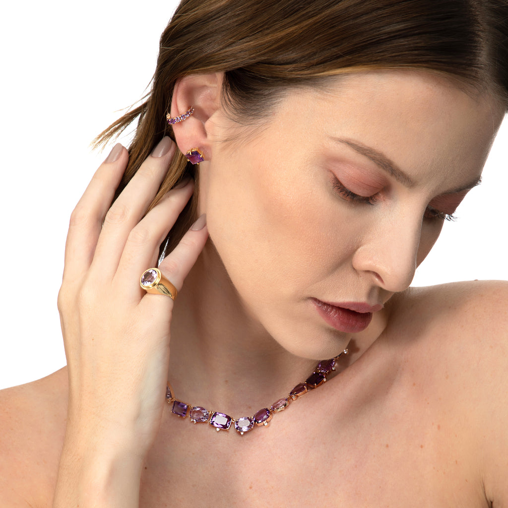 ANEL DEDINHO COM AMETISTA