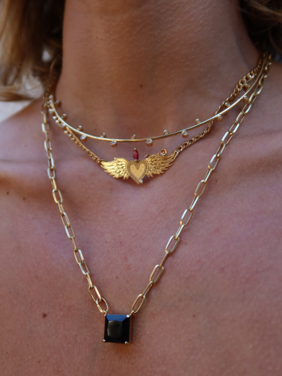 CHOKER GRUMMER COM CORAÇÃO ASAS