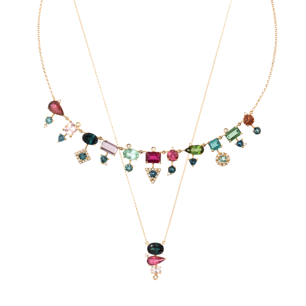 COLAR COM TURMALINA E MORGANITA