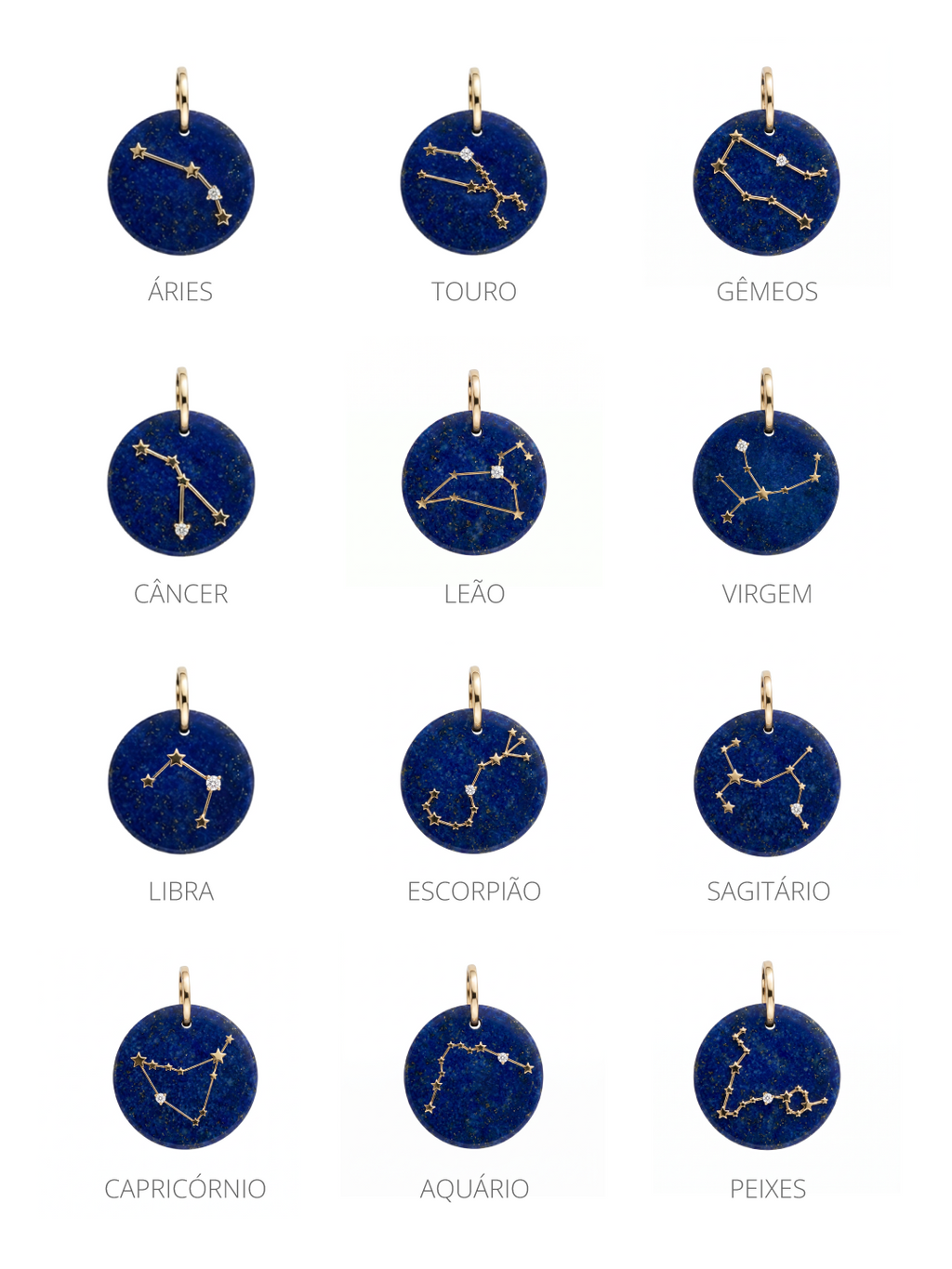 PINGENTE SIGNOS COM LÁPIS LAZÚLI E DIAMANTE
